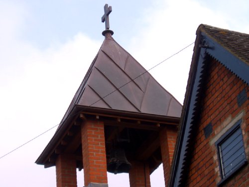 Copper roofed brick built bell tower